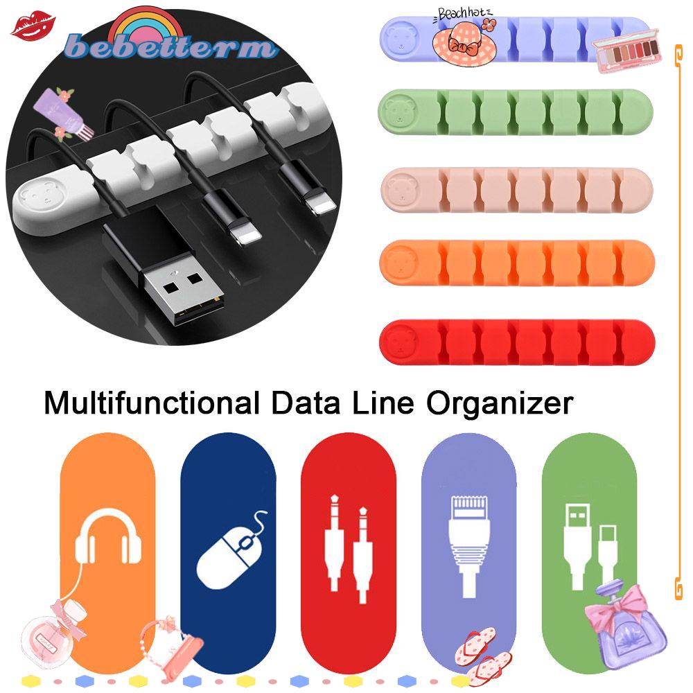 BEBETTERM Kẹp Silicone Cố Định Dây Cáp USB / Tai Nghe Hình Gấu Trang Trí Bàn Làm Việc