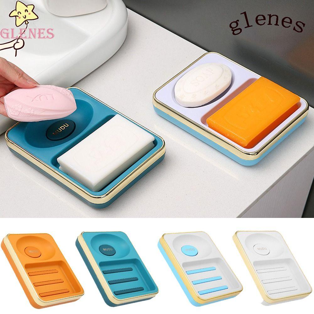 GLENES Khay Đựng Xà Phòng 2 Tầng Bằng Nhựa Sáng Tạo Có Rãnh Thoát Nước Cho Nhà Tắm
