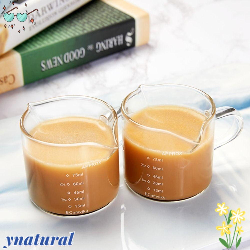 YNATURAL Set 2 Cốc Thủy Tinh Espresso 75ML Espresso Có Tay Cầm Dành Cho Nhà Bếp