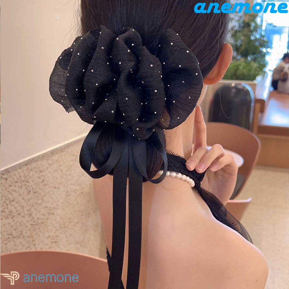 ANEMONE Kẹp Tóc Nơ Lưới Lớn Dễ Thương Dùng Làm Quà Tặng