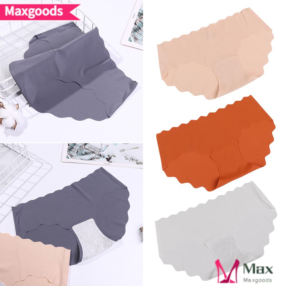 MAXG Quần Lót Lụa Satin Màu Trơn Nhún Bèo Thời Trang