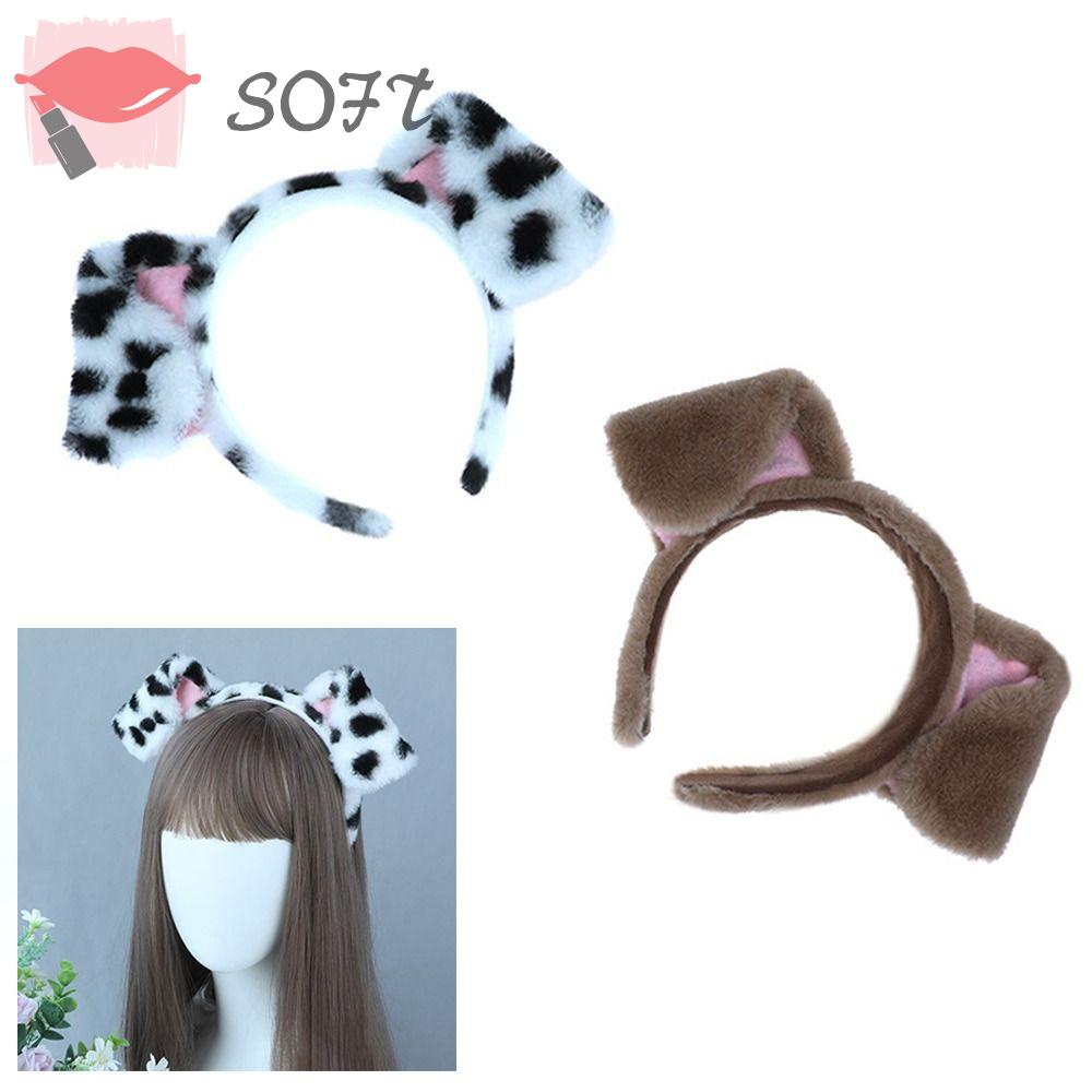 SOFTNESS Băng Đô Tai Cún Bông Hóa Trang Lolita Dễ Thương Cho Nữ