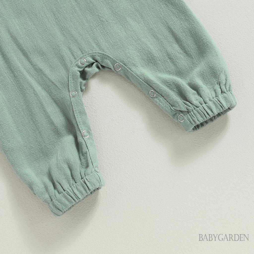 Áo Liền Quần Bằng Cotton Lanh Tay Dài Màu Sắc Dành Cho Trẻ Em 0-12 Tháng Tuổi