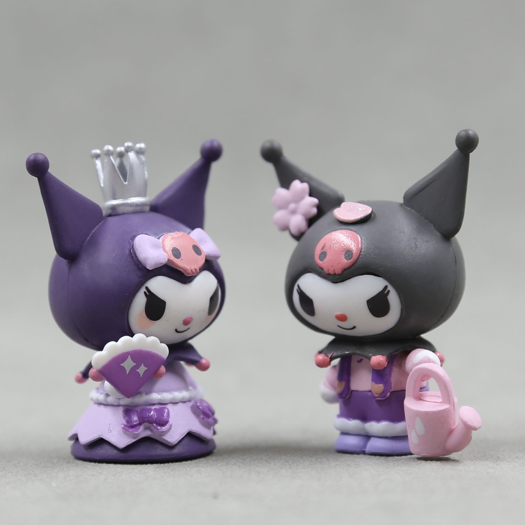 Set 6 Đồ trang trí Búp Bê Công Chúa Sanrio Kuromi Melody Mặc Đầm Bí Ngô Dễ Thương Cho Bé