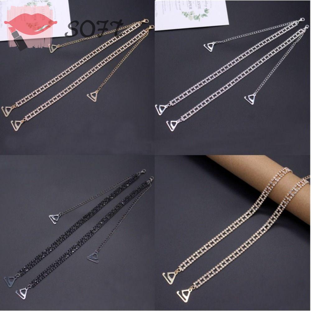 SOFTNESS 1 Cặp Dây Đeo Vai Đính Đá Họa Tiết Hình Học Bằng Hợp Kim Lấp Lánh Thời Trang Cho Đám Cưới