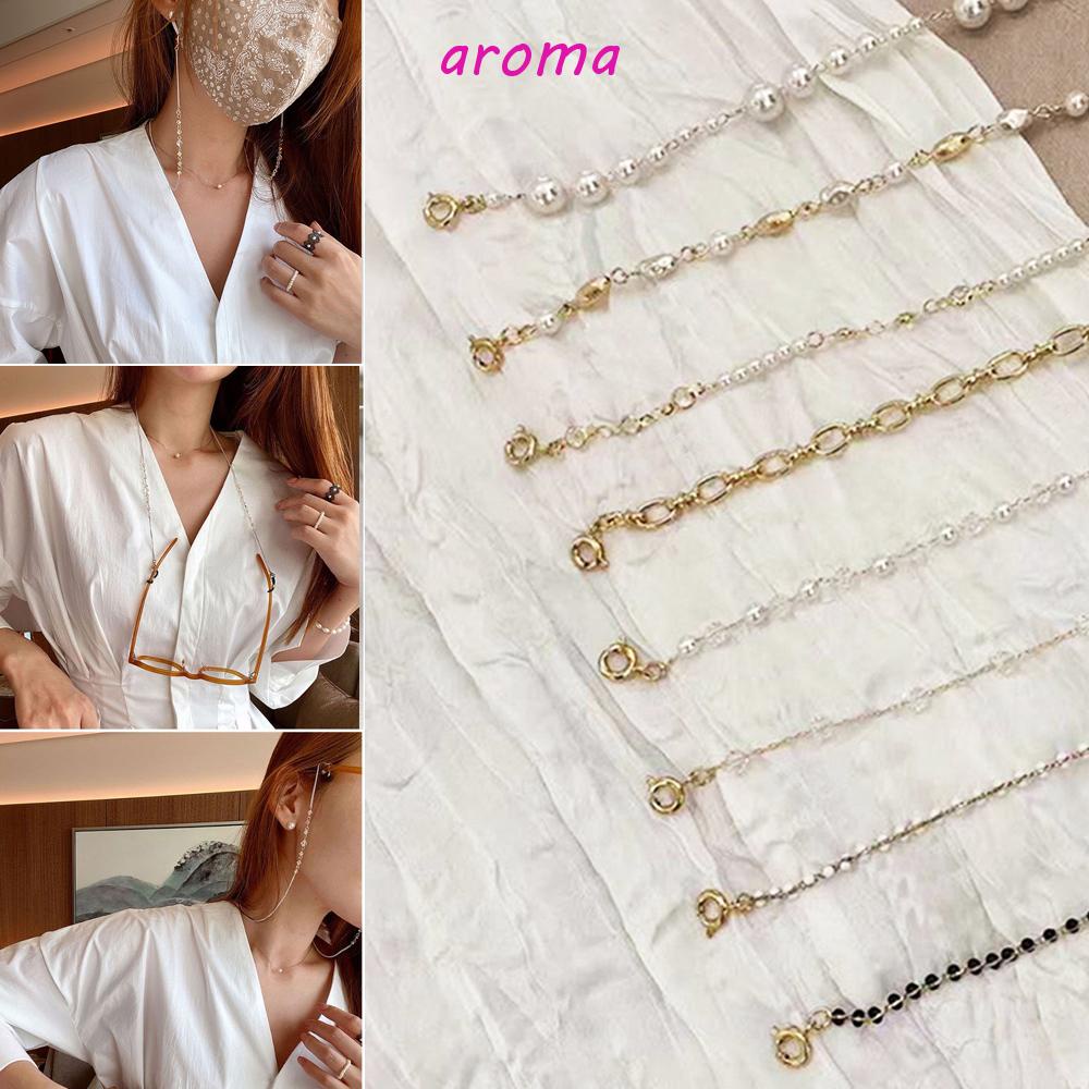 AROMA Dây Đeo Mắt Kính Bằng Acrylic Kim Loại Phối Chuỗi Hạt Thời Trang