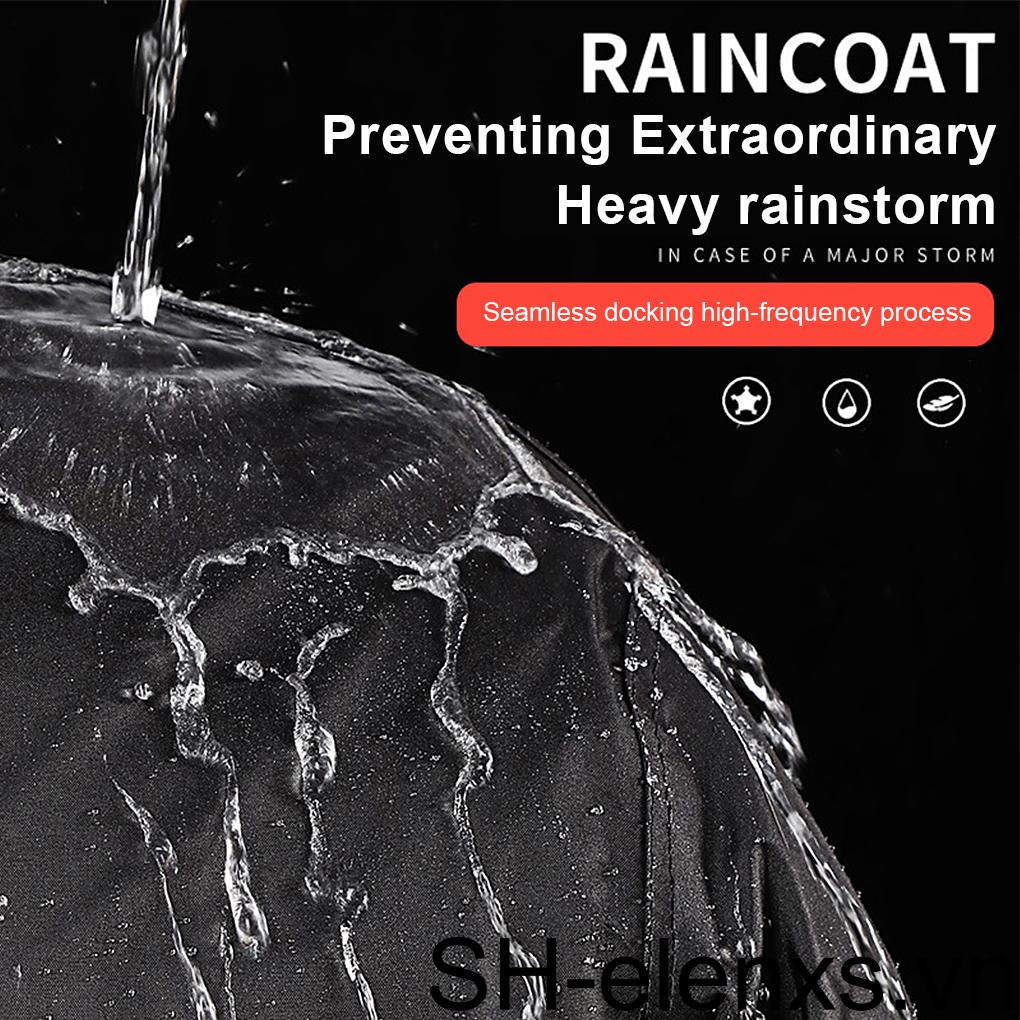 Áo Mưa Dáng Dài Có Mũ Trùm Đầu Màu Đen Chống Thấm Nước Phản Quang Thời Trang