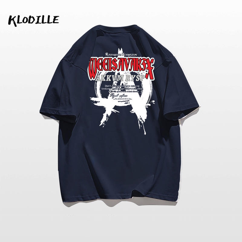 KLODILLE  Áo Thun Tay Ngắn Dáng Rộng Chất Liệu 100% Cotton Cao Cấp Thời Trang Theo Phong Cách Hàn Quốc Cho Nam Local Brand