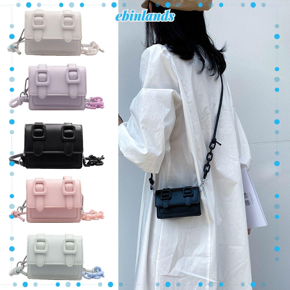 EBINLANDS Túi Da PU Đeo Chéo Mini Phối Dây Xích Thời Trang Cho Nữ