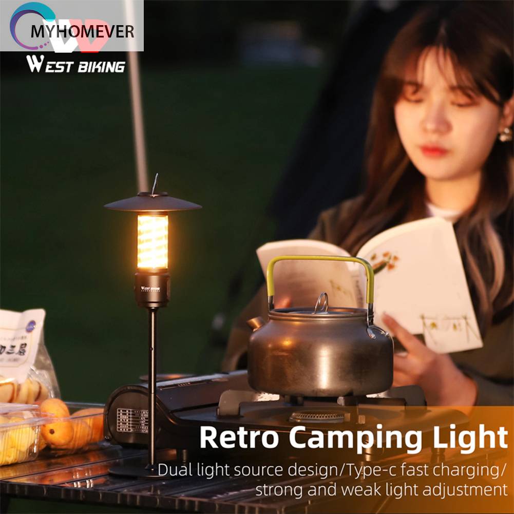 Đèn Cắm Trại Phong Cách Retro Chống Thấm Nước 400LM 2200mAh Sạc USB Tiện Lợi