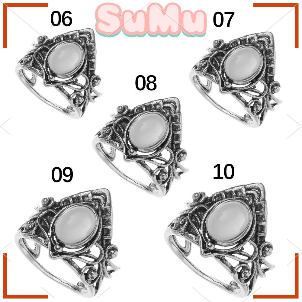 SUMU Nhẫn Đính Hôn Mạ Bạc Đính Hoa Phong Cách Retro