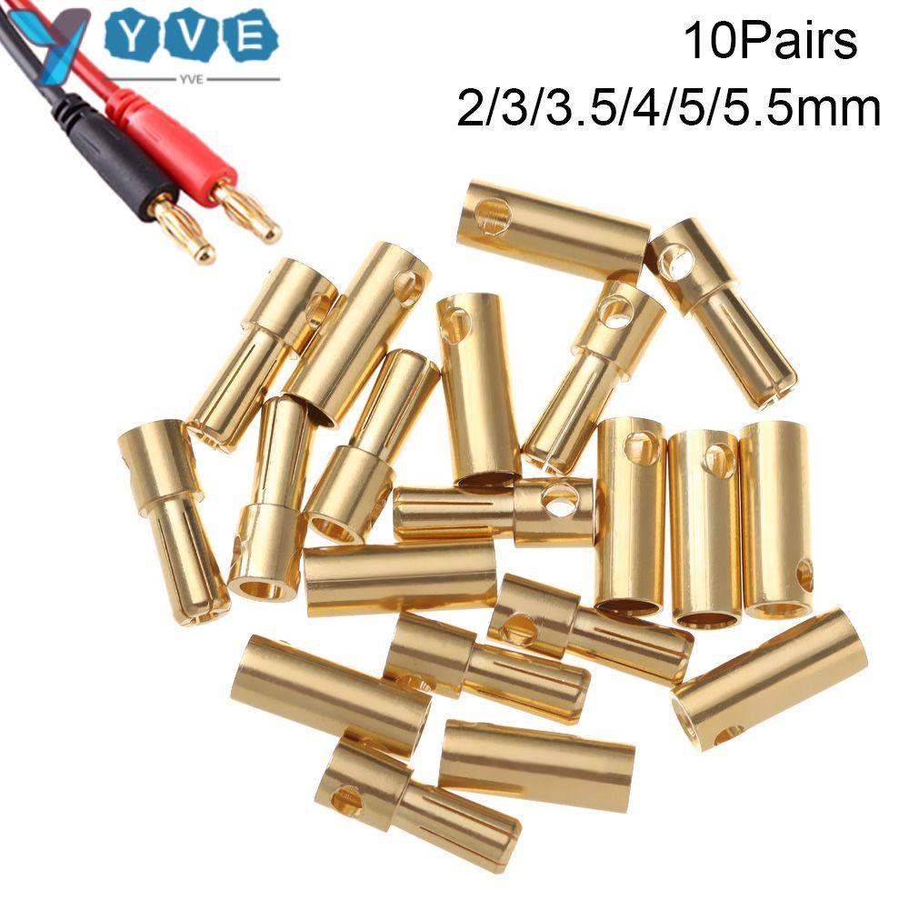YVE Set 10 Cặp Đầu Cắm Bắp Chuối 2 / 3 / 3.5 / 4 / 5 / 5.5mm Chuyên Dụng
