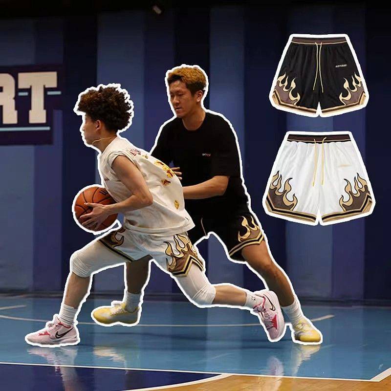 Unshackled American Flame Series Mesh Shorts Men's Asian Heavy Craft Quick-Drying Sports Basketball Shorts Yang Zheng HZQq
