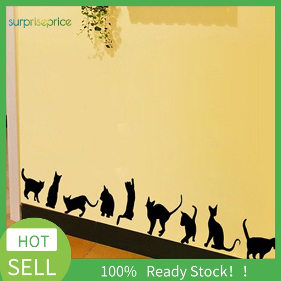 Miếng Dán Tường Vinyl Hình Chín Chú Mèo Tháo Rời Được DIY Dành Cho Phòng Trẻ Em