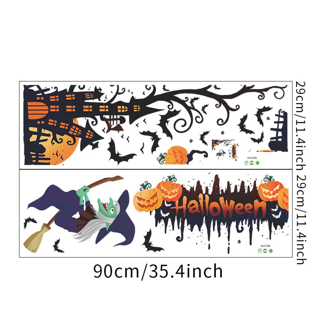 (Bất Ngờ) Hình Dán Tường Tự Dính Bắt Mắt Bằng PVC Chống Thấm Nước Phù Thủy Bí Ngô Halloween Trang Trí Phòng Khách
