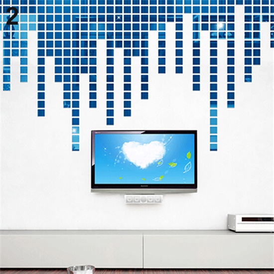 Set 100 Sticker Acrylic 3D Dán Tường Tạo Hiệu Ứng Gương Trang Trí DIY 2x2cm