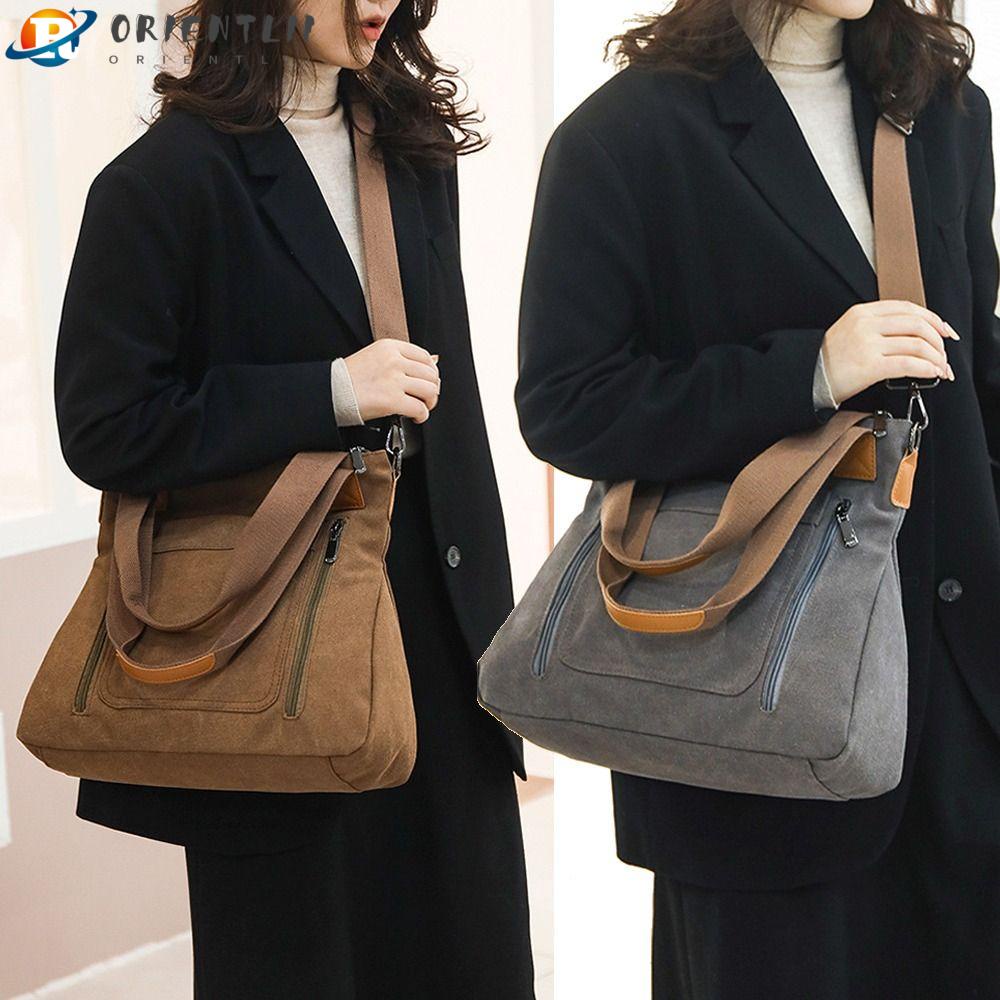 ORIENTLII Túi Xách Canvas Cỡ Lớn Thiết Kế Đơn Giản Thời Trang Cho Nữ