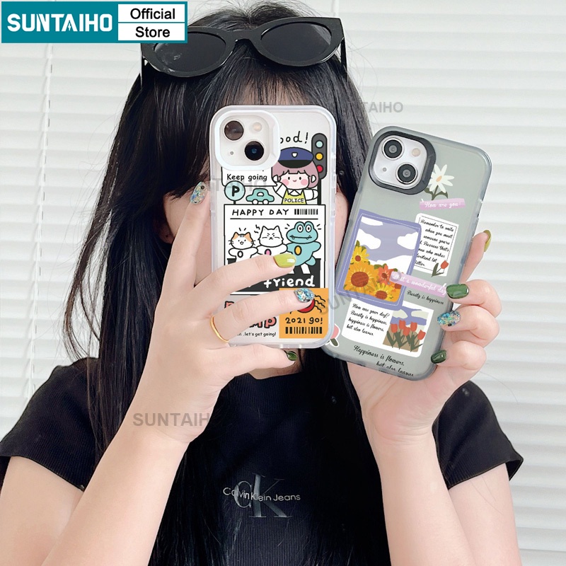 Suntaiho Ốp lưng ốp iphone Ốp Điện Thoại Silicon TPU Mềm Nhám Chống Sốc In Hình Thú Hoạt Hình Cho iPhone 14 13 12 11 Pro Promax 7 8 Plus X XR XSMax
