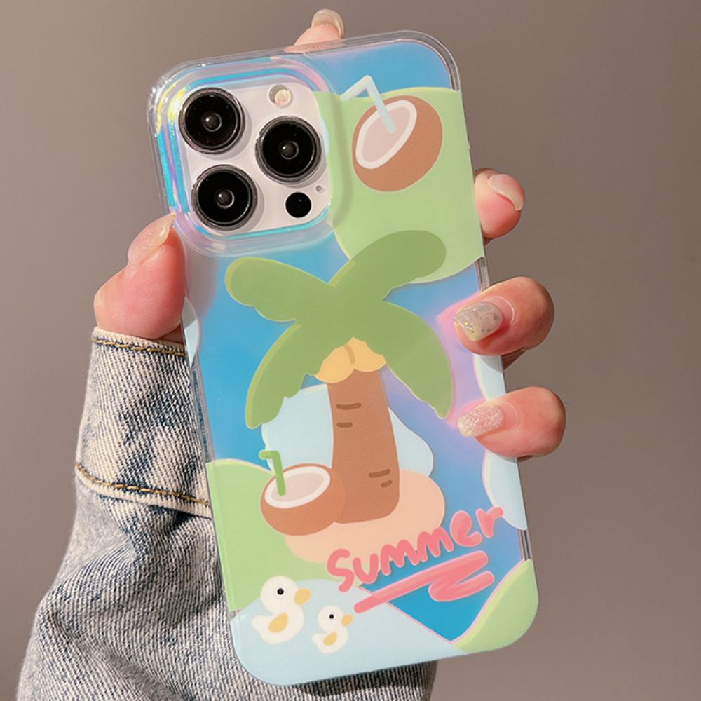 Ốp Điện Thoại TPU Mềm Chống Sốc Họa Tiết Cây Dừa / Vịt Cho IPhone 14 13 12 11 Pro Max X XR 8 7 Plus