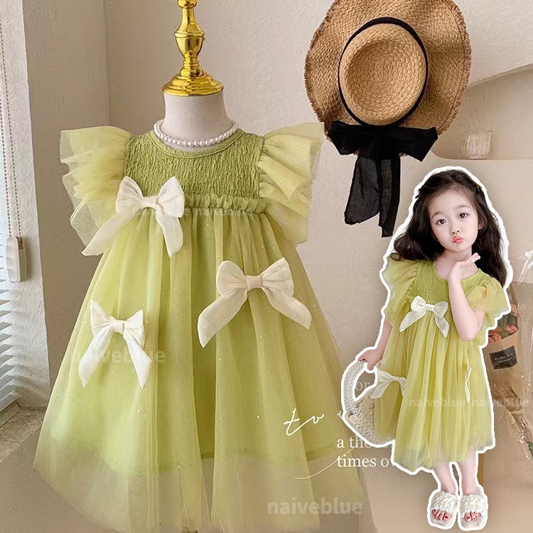 Đầm Công Chúa Pettiskirt Tay Bay Phong Cách Hàn Quốc Thời Trang Mùa Hè Cho Bé Gái