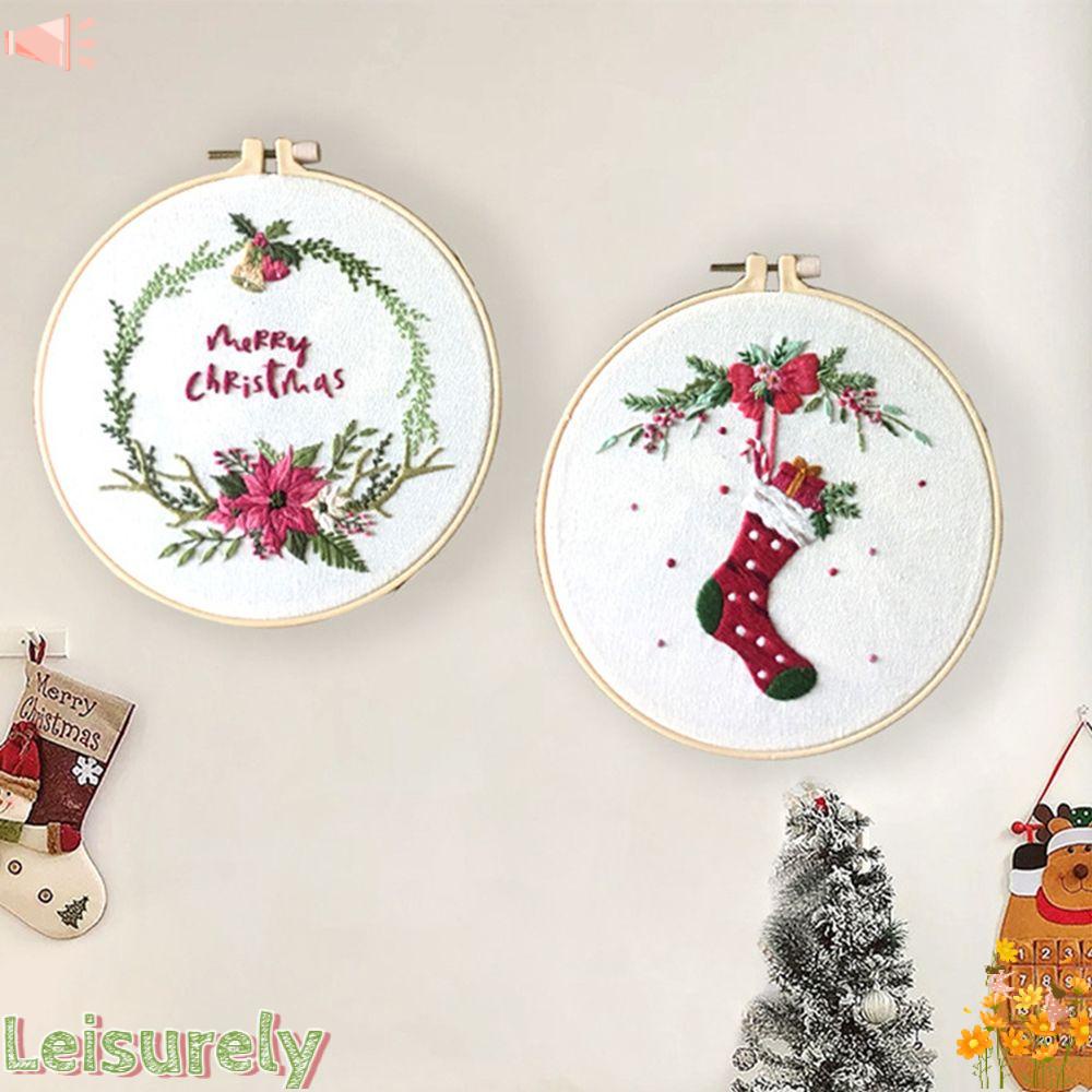 LEILY Tranh Thêu Chữ Thập Họa Tiết Giáng Sinh