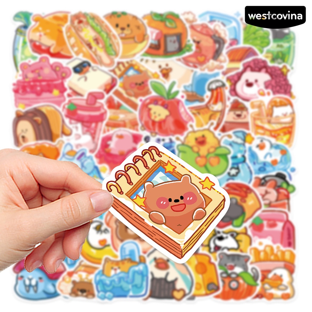 [WSTN]✎Set 50 Miếng Dán PVC Chống Nước Tự Dính Họa Tiết Hoạt Hình Dễ Thương Trang Trí Vali Ván Trượt Laptop