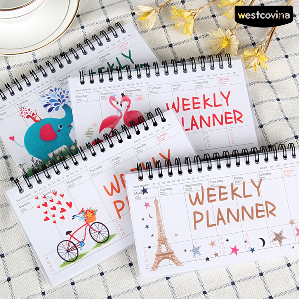 [WSTN]✎Set 50 Tờ Giấy PP Sắp Xếp Kế Hoạch Hàng Tuần Họa Tiết Hoạt Hình Bằng Kim Loại