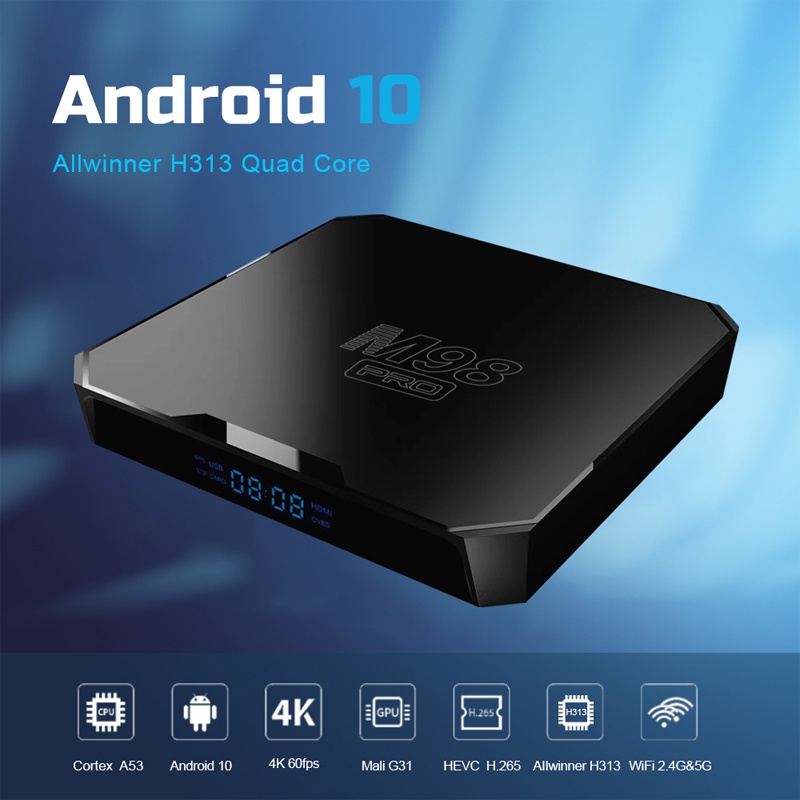 Tv Box TCS1-Candroid 10.0 M98Pro H313 2GB 16GB ATV 4K WiFi 2.4G 5G BT 5.0 Và Điều Khiển Giọng Nói TCS1