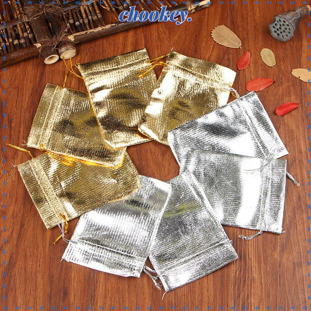 CHOOKEY Bộ 50 Túi Dây Rút Đựng Trang Sức / Tiệc Cưới / Giáng Sinh Màu Vàng / Bạc