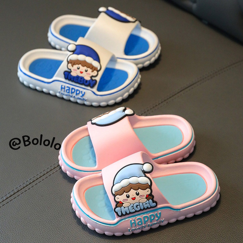 Bololo Dép Đi Trong Nhà Đế Mềm Chống Trượt Họa Tiết Hoạt Hình Xinh Xắn Dành Cho Bé