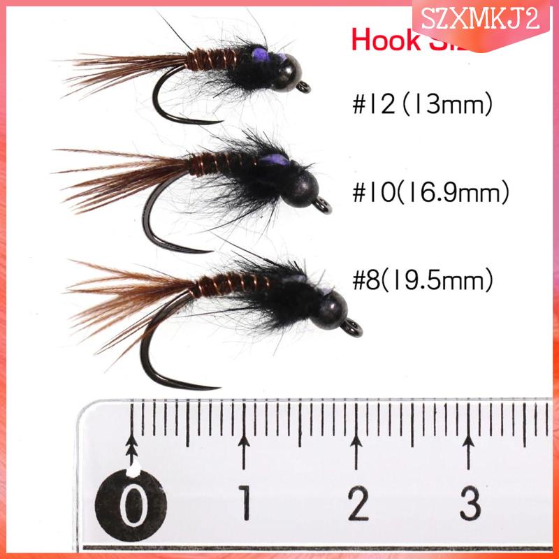 Bộ 6 Mồi Câu Cá Hình Ruồi Chống Thấm Nước #8 #10 #12 Phao Câu Cá Chất Lượng Cao Chuyên Dùng