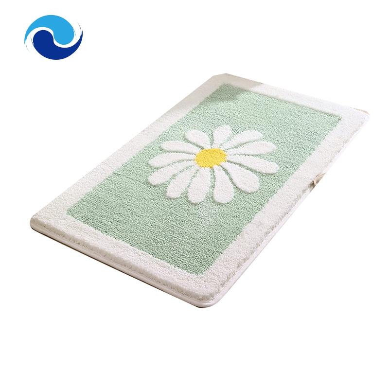 Thảm Chùi Chân Lông Nhung Mềm Mại 16 X 24 Inch Họa Tiết Bông Hoa Dành Cho Phòng Tắm