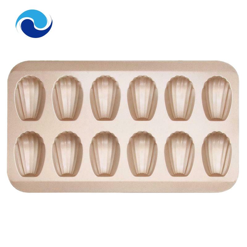 Khuôn Nướng Bánh 12 Ngăn Chống Dính Hình Vỏ Sò Bằng Thép Carbon