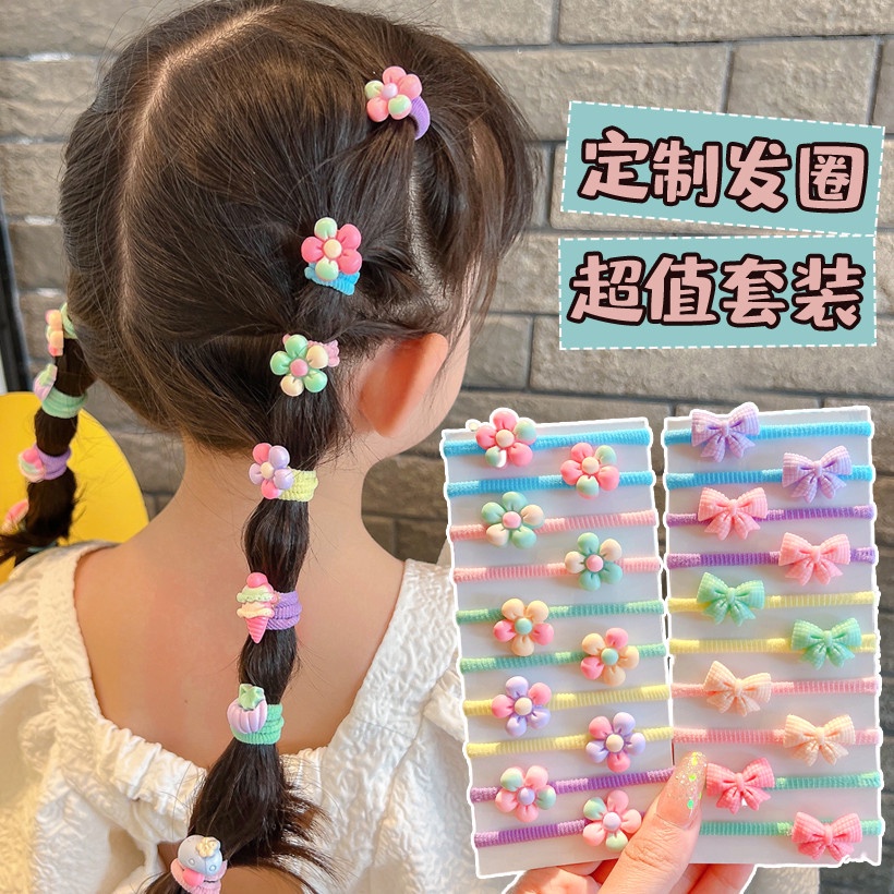 Bộ 20 / 10 Dây Buộc Tóc Chất Liệu Cao Su Không Đau Phong Cách Hàn Quốc Cho Nữ