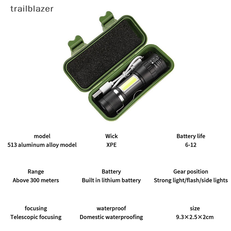Đèn Pin LED Mini Cầm Tay Chống Nước Có Thể Sạc Lại Bằng Cổng USB