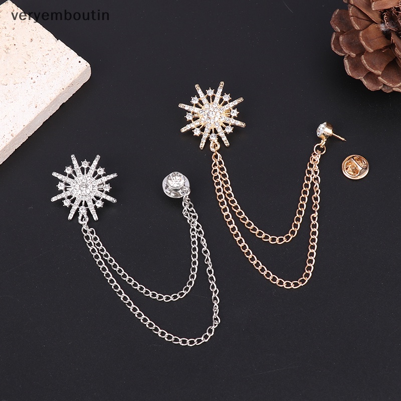 Ghim Cài Áo Hình Ngôi Sao Đính Đá Phối Dây Xích Tua Rua Kiểu Hàn Quốc Cao Cấp Cho Nam Và Nữ