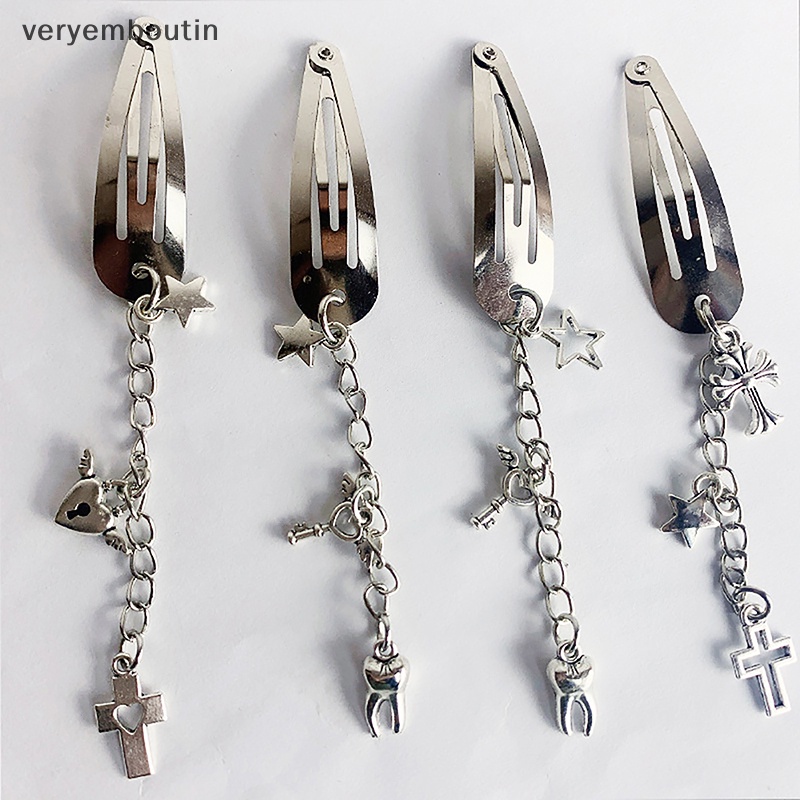 Kẹp Tóc Hình Thánh Giá Bằng Kim Loại Phong Cách Punk Hiphop Y2K 2023 n