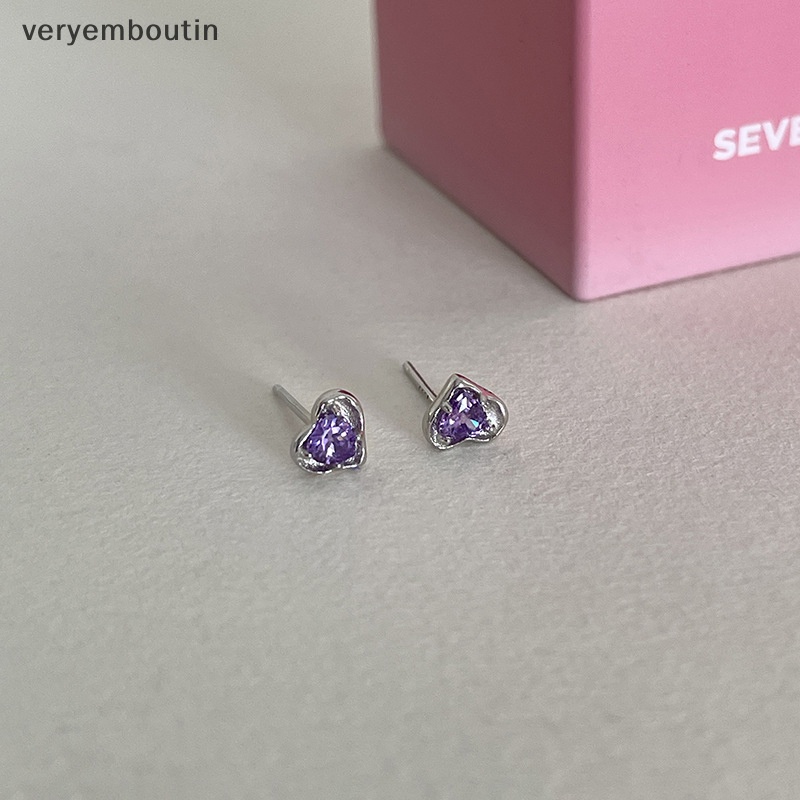 1 Đôi Bông Tai Hình Trái Tim Đính Đá Zircon Nhiều Màu Sắc Thời Trang Dành Cho Nữ