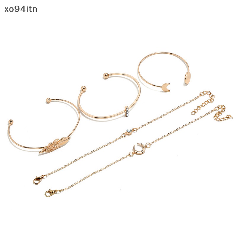 Vòng Đeo Tay Đính Đá Hình Mặt Trăng / Mặt Trời / Lá / Lá Tua Rua Thời Trang Cho Nữ