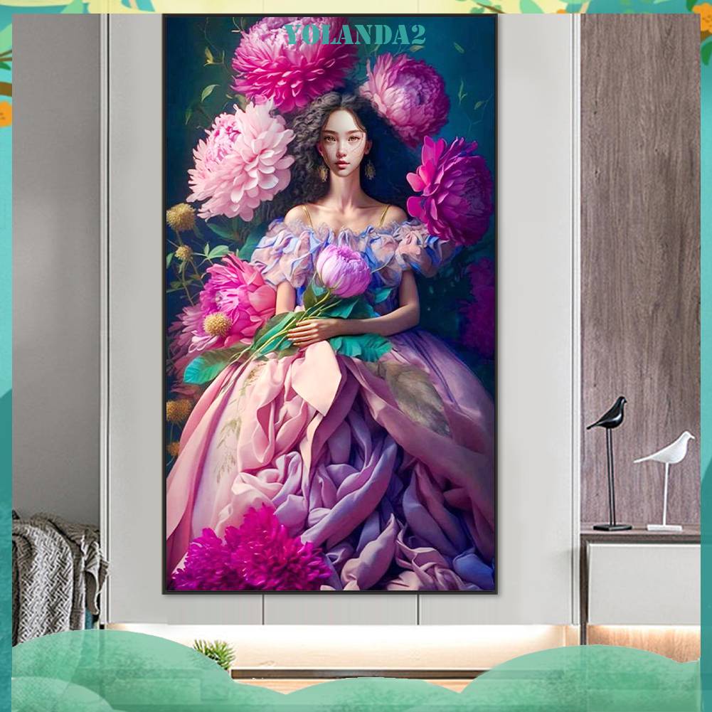 Tranh Đính Đá Kim Cương Toàn Bộ 5D DIY Hình Vẽ Người Phụ Nữ Trang Trí Nhà Cửa