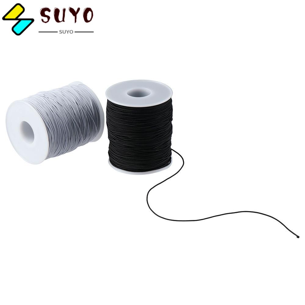 SUYO Set 2 Cuộn Dây Thun Co Giãn 1Mm Màu Đen / Trắng Làm Vòng Đeo Tay