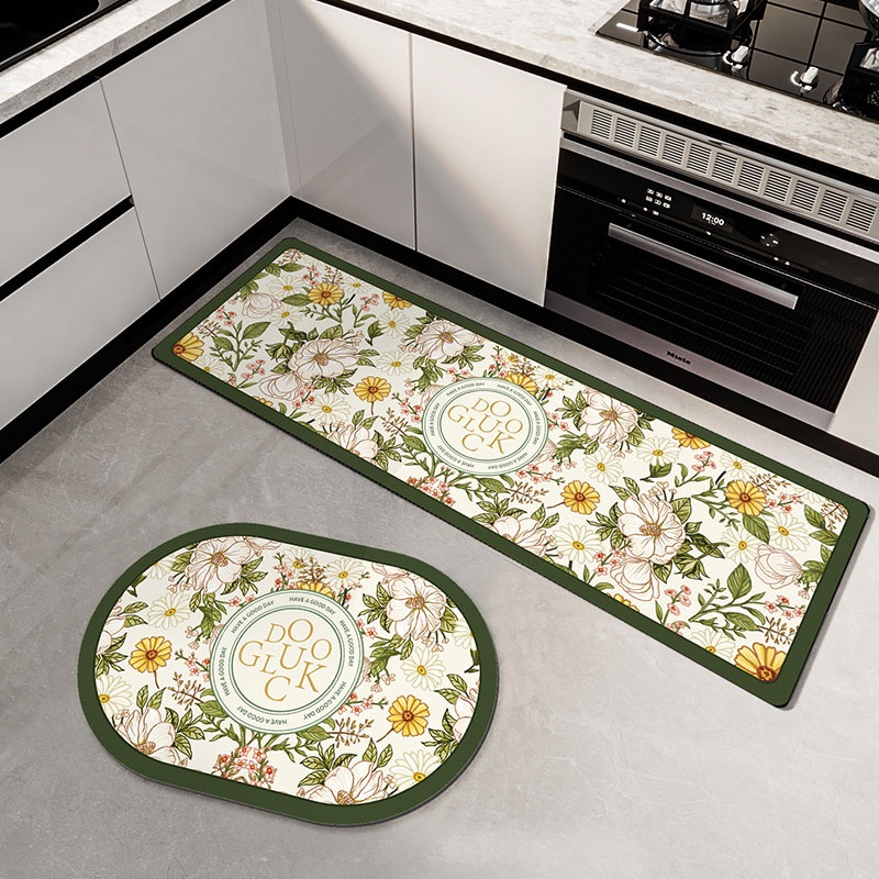 Thảm Chùi Chân Chống Trượt Họa Tiết Hoa Phong Cách Vintage