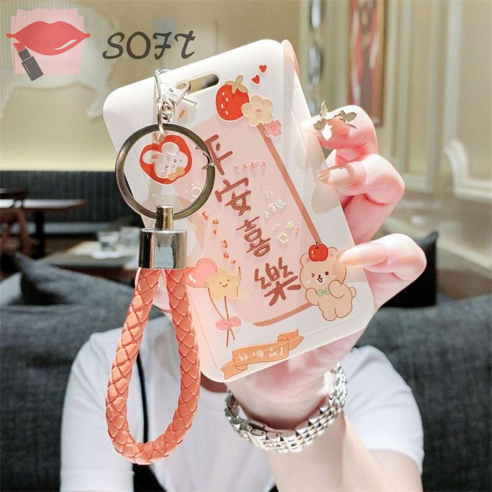 SOFTNESS Ví Đựng Thẻ Bằng Nhựa Họa Tiết Hoạt Hình Dễ Thương Cho Học Sinh