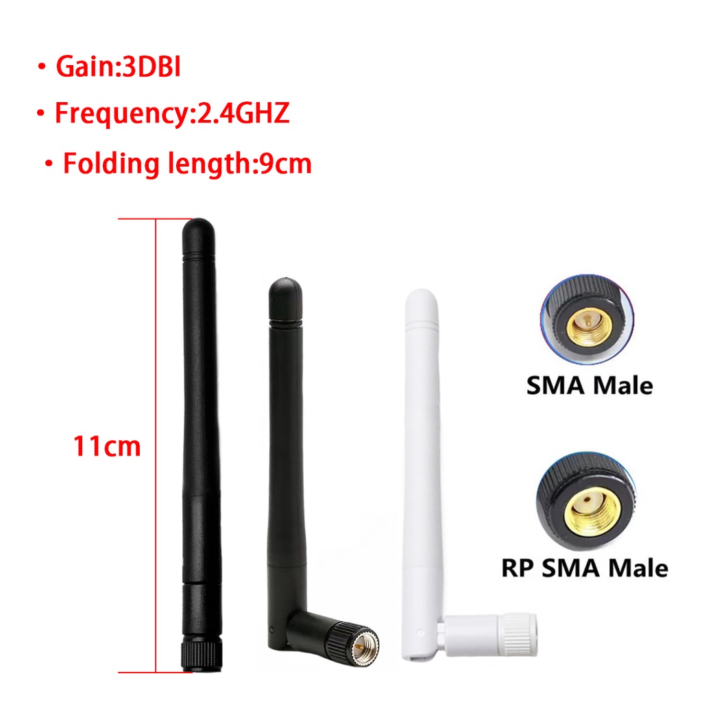 Set 2 Ăng Ten 2.4GHz 5.8G 3dBi / 6dBi RP SMA Chuyên Dụng Cho Bộ Định Tuyến Không Dây 11cm / 19cm