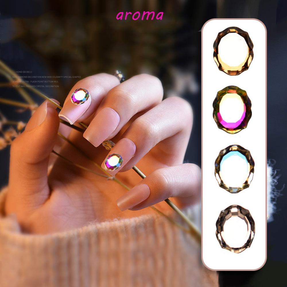 AROMA Đá Oval Kính Bóng Đính Móng Tay Nghệ Thuật