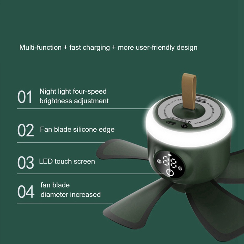 Quạt Nhựa Làm Mát Điều Khiển Từ Xa 4 Bánh Răng 8000MAh Có Đèn LED Có Thể Sạc Lại Bằng Cổng