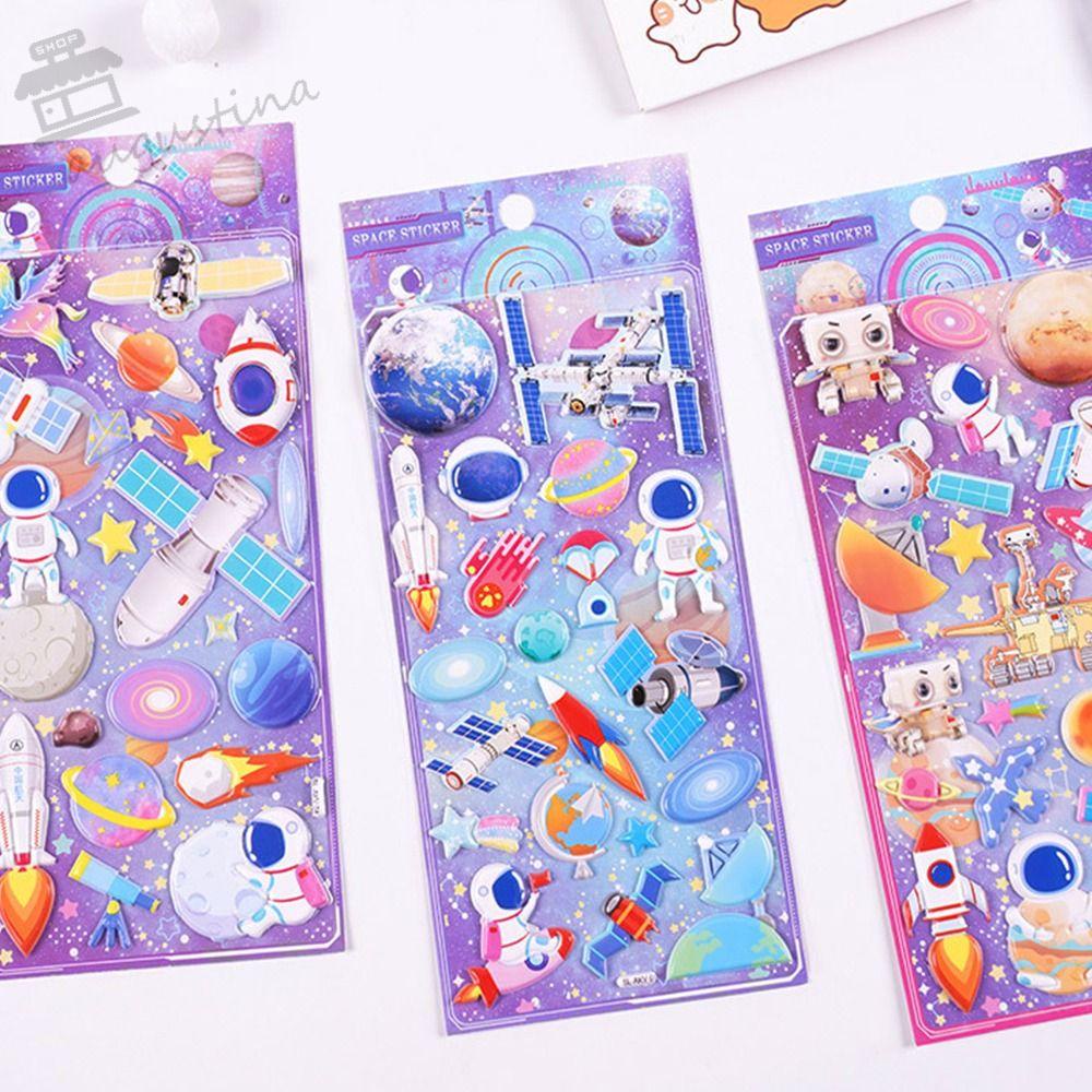 AUGUSTINA 1 Miếng Dán Trang Trí Điện Thoại Hình Phi Hành Gia 3D Bằng Xốp Dễ Thương Cho Bé