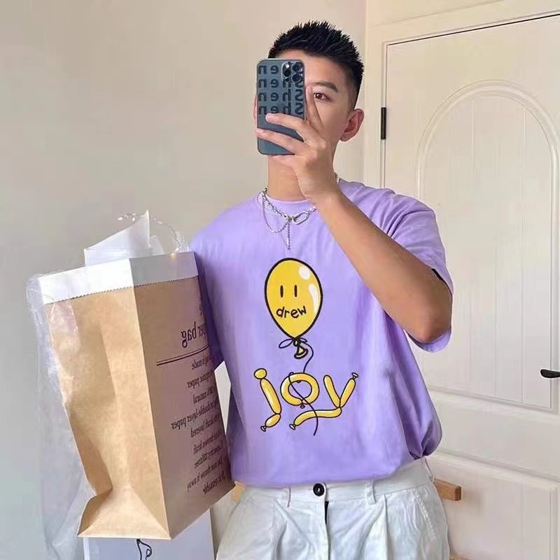 D88-áo Thun Tay Ngắn In Hình Khinh Khí Cầu Mặt Cười Thời Trang Chất Lượng Caoiuwyr5W