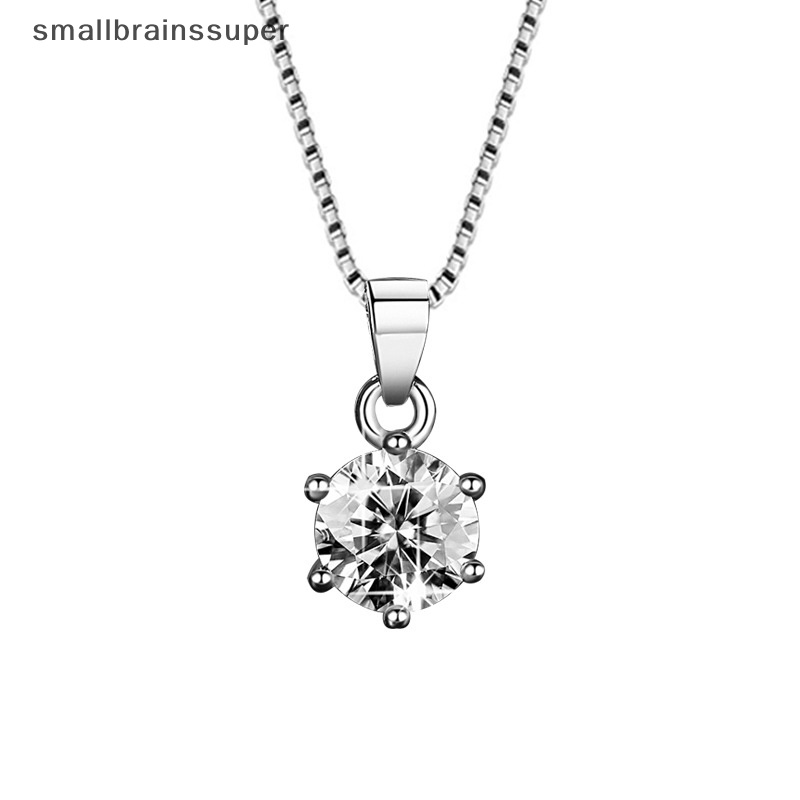 Smallbrainssuper Vòng cổ Bạc Nhẹ Thanh Lịch Sáu Prong Micropaved Zircon Dành Cho Nữ SBS