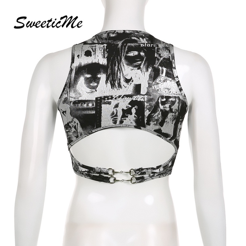 Áo Tank Top Ôm Dáng In Họa Tiết Thời Trang Đường Phố 2023 Cho Nữ